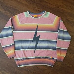 Aviator Nation Pink Gray Sweatshirt Size XL Retro Y2K Boho Lounge Streetwear